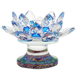 7 couleurs bouddhiste cristal lumière de thé en verre fleur de Lotus porte-bougie bleu