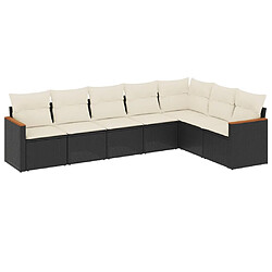 vidaXL Salon de jardin 7 pcs avec coussins noir résine tressée