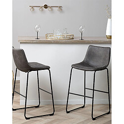 Beliani Tabouret de bar Set de 2 Tissu Gris FRANKS