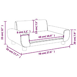 vidaXL Canapé pour enfants crème 70x45x33 cm velours pas cher