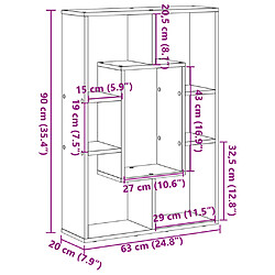 vidaXL Bibliothèque sonoma gris 63x20x90 cm bois d'ingénierie pas cher