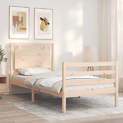 Avis Maison Chic Lit adulte - Cadre de lit et tête de lit,Structure du lit Contemporain pour chambre 100x200 cm bois massif -MN56867