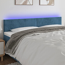 Maison Chic Tête de lit scandinave à LED,meuble de chambre Bleu foncé 200x5x78/88 cm Velours -MN68353