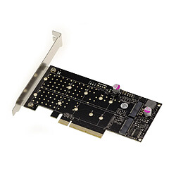 Kalea-Informatique Carte PCIe 3.0 8x pour 2 SSD M.2 NVMe M Key (M2 NGFF). CHIPSET PERICOM PI6C20400ALE