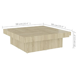 vidaXL Table basse chêne sonoma 90x90x28 cm bois d'ingénierie pas cher