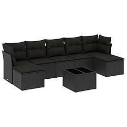 Maison Chic Salon de jardin 8 pcs avec coussins | Ensemble de Table et chaises | Mobilier d'Extérieur noir résine tressée -GKD88921