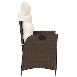 Acheter vidaXL Chaise inclinable de jardin avec coussins marron résine tressée