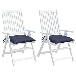 Avis vidaXL Coussins de chaise lot de 2 bleu marine 40x40x7 cm tissu oxford