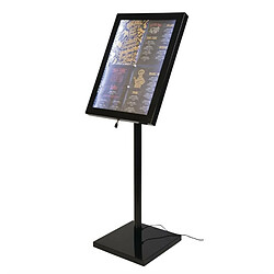 Présentoir Menus Professionnel Eclairé LED Noir 1,20 m - Securit - - Acier 650x100x1200mm