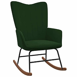 Maison Chic Chaise à bascule | Fauteuil Relax, design moderne Vert foncé Velours -GKD46755