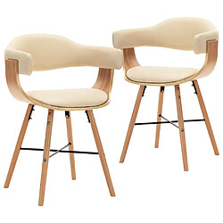 Maison Chic Lot de 2 Chaises à manger,Chaise pour cuisine,Solide Structure crème similicuir et bois courbé -MN13658