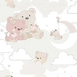 Noordwand Papier peint Mondo baby Hug Bears Rose et beige