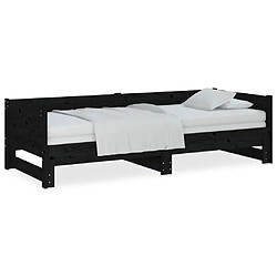 Maison Chic Lit d'appoint Noir Bois de pin solide 2x(80x200)cm,Lit coulissant Lit de repos -GKD69288