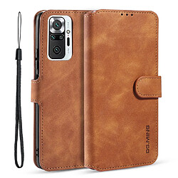 Dg.Ming Etui en PU Style rétro avec support marron pour votre Xiaomi Redmi Note 10 Pro