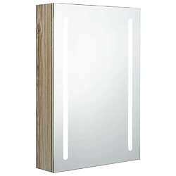 Helloshop26 Armoire de salle de bain à miroir led 50 x 13 x 70 cm MDF chêne 02_0006589