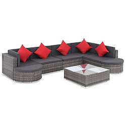 Maison Chic Salon de jardin 8 pcs + coussins - Mobilier/Meubles de jardin - Table et chaises d'extérieur Résine tressée Gris -MN74463