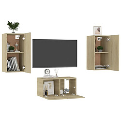 Avis Maison Chic Ensemble de meubles TV 3 pcs | Banc TV Moderne pour salon | Meuble de Rangement - Chêne sonoma Aggloméré -MN87291