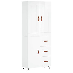 vidaXL Buffet haut Blanc brillant 69,5x34x180 cm Bois d'ingénierie