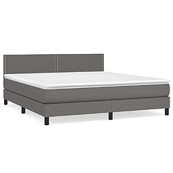 Maison Chic Lit Adulte - Lit simple Lit à sommier tapissier avec matelas moelleux - Meuble de Chambre - Gris 180x200 cm Similicuir -MN28947