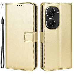 Htdmobiles Housse pour Asus Zenfone 9 5G - etui coque pochette portefeuille + verre trempe - OR