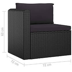 vidaXL Salon de jardin 9 pcs avec coussins Résine tressée Noir pas cher