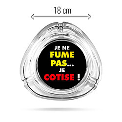 Grand cendrier en verre ovale humour je ne fume pas je cotise - trois encoches