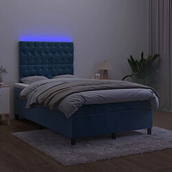 Acheter Maison Chic Lit adulte- Lit + matelas + LED,Sommier à lattes de lit matelas et LED Bleu foncé 120x200 cm -GKD51555