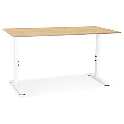 Avis Alterego Bureau réglable en hauteur 'OSMOSE' en bois finition naturelle et métal blanc - 160x80 cm