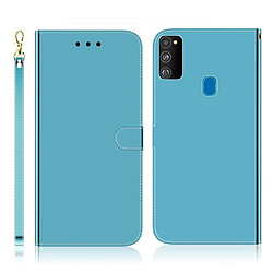 Wewoo Housse Coque Pour Galaxy M30s Etui à rabat horizontal surface en miroir imité avec fentes cartes et porte-cartes ainsi que portefeuille et lanière bleu