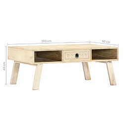 vidaXL Table basse 100x60x40 cm Bois de manguier massif pas cher