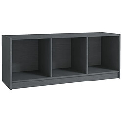 vidaXL Meuble TV Gris 104x33x41 cm Bois de pin massif