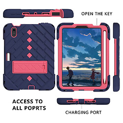 Coque en TPU motif losange, hybride avec béquille et lanière bleu marine/rose pour votre Apple iPad mini (2021)