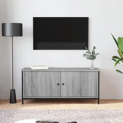 vidaXL Meuble TV avec portes sonoma gris 102x35x45cm bois d'ingénierie