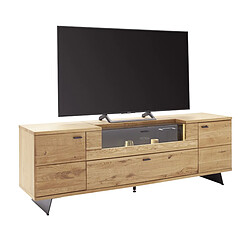 Avis Pegane Meuble TV en bois coloris chêne sauvage - Longueur 210 x Hauteur 70 x Profondeur 50 cm