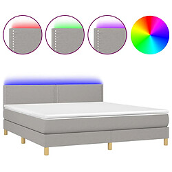 vidaXL Sommier à lattes de lit matelas LED Gris clair 160x200 cm Tissu