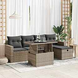 vidaXL Salon de jardin 6 pcs avec coussins gris résine tressée