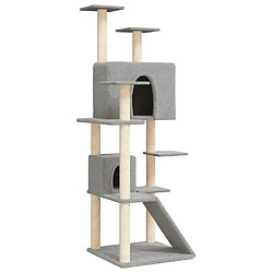 vidaXL Arbre à chat avec griffoirs en sisal Gris clair 153 cm