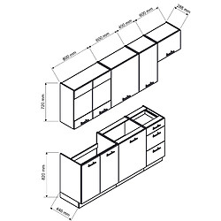 Pegane Cuisine complète Vera 7 éléments blanc brillant L 180/240 cm sans plan de travail