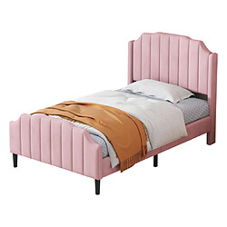 Avis ComfortXL Lit En Velours Rose Rembourré 90x200 Cm Avec Tête De Lit, Pied De Lit Et Sommier À Lattes