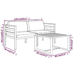 vidaXL Salon de jardin 3 pcs avec coussins Aluminium Anthracite pas cher