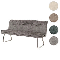 Mendler Banquette HWC-H70, banquette de salle à manger banquette rembourrée, dossier tissu/textile chenille inox brossé 180cm ~ gris foncé