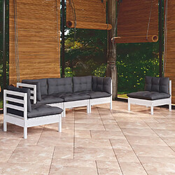 vidaXL Salon de jardin 5 pcs avec coussins bois de pin massif