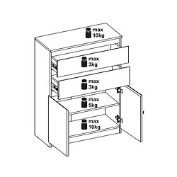 Acheter Dansmamaison Commode 2 portes battantes 2 tiroirs Bois clair - QIZ