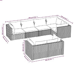 Maison Chic Salon de jardin 7 pcs + coussins - Mobilier/Meubles de jardin - Table et chaises d'extérieur Gris Résine tressée -MN69305 pas cher