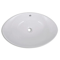 Avis vidaXL Lavabo ovale en céramique avec trop plein 59 x 38,5 cm