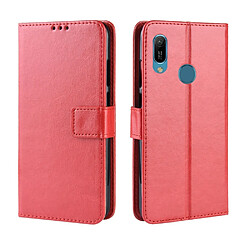 Wewoo Housse Coque Étui en cuir à rabat horizontal rétro Crazy Horse Texture pour Huawei Y6 2019avec support et fentes cartes et cadre photo rouge