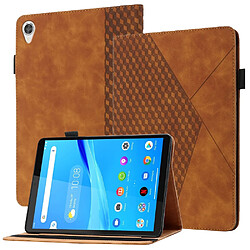 Etui en PU motif en losange skin touch avec porte-cartes marron pour votre Lenovo Tab M10 HD Gen 2 TB-X306F/X306X