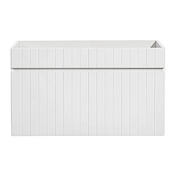 Vente-Unique Meuble sous vasque suspendu strié blanc - 80 cm - SATARA