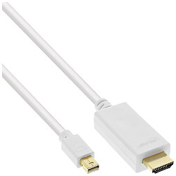 Alpexe Câble convertisseur InLine® Mini DisplayPort vers HDMI avec audio, 4K / 60Hz, blanc, 0,5 m