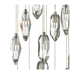 Luminaire Center Suspension Crystal Cristal,chrome poli 18 ampoules 120cm pas cher